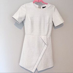 TOPSHOP white/silver asymmetrical dress